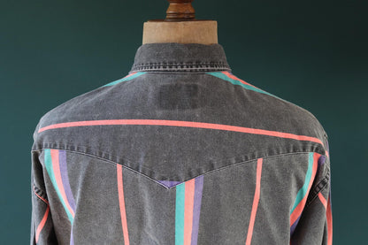 Vintage 1990s Wrangler Brushpopper shirt - faded black - Western - 52" chest