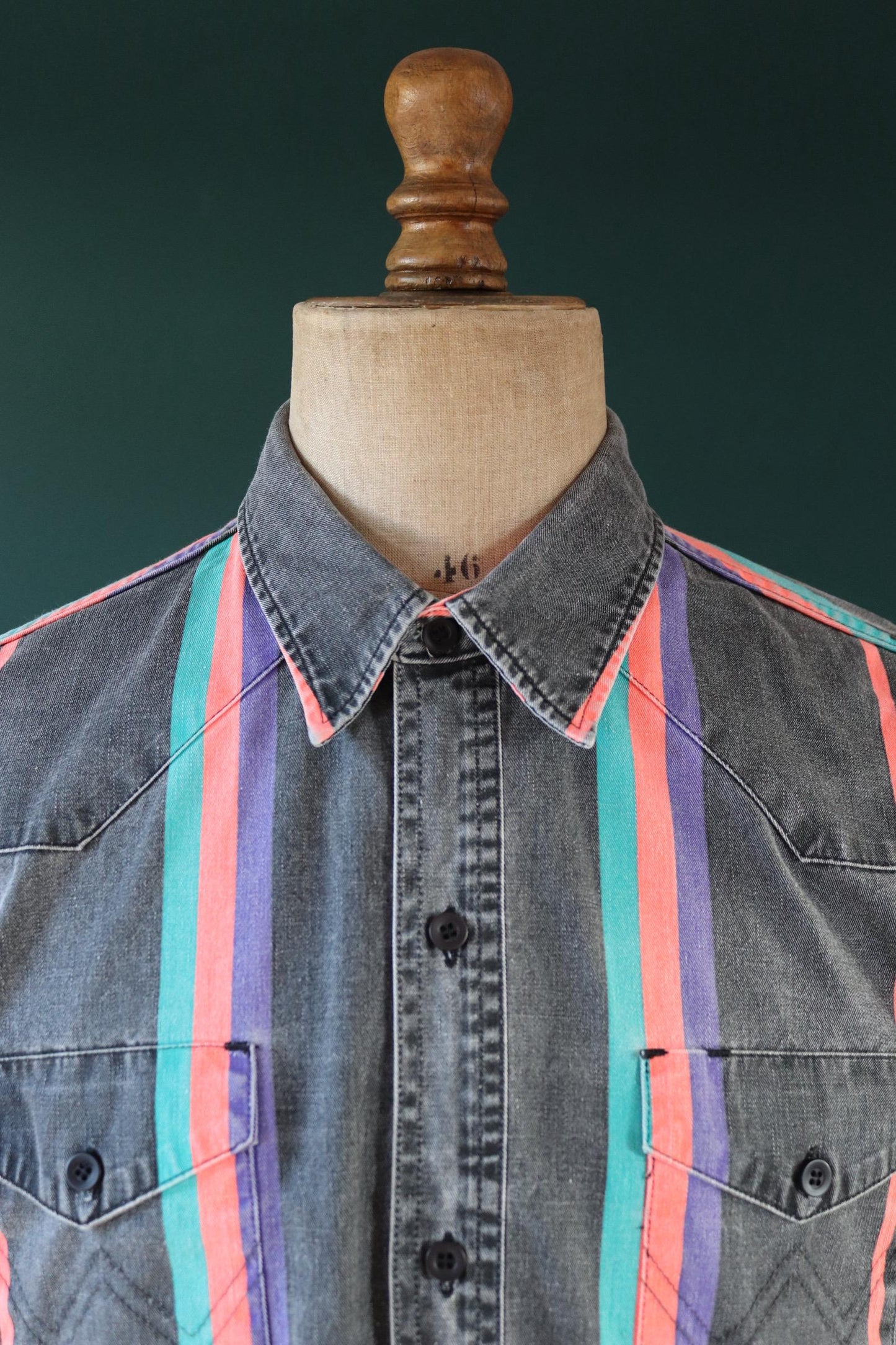 Vintage 1990s Wrangler Brushpopper shirt - faded black - Western - 52" chest