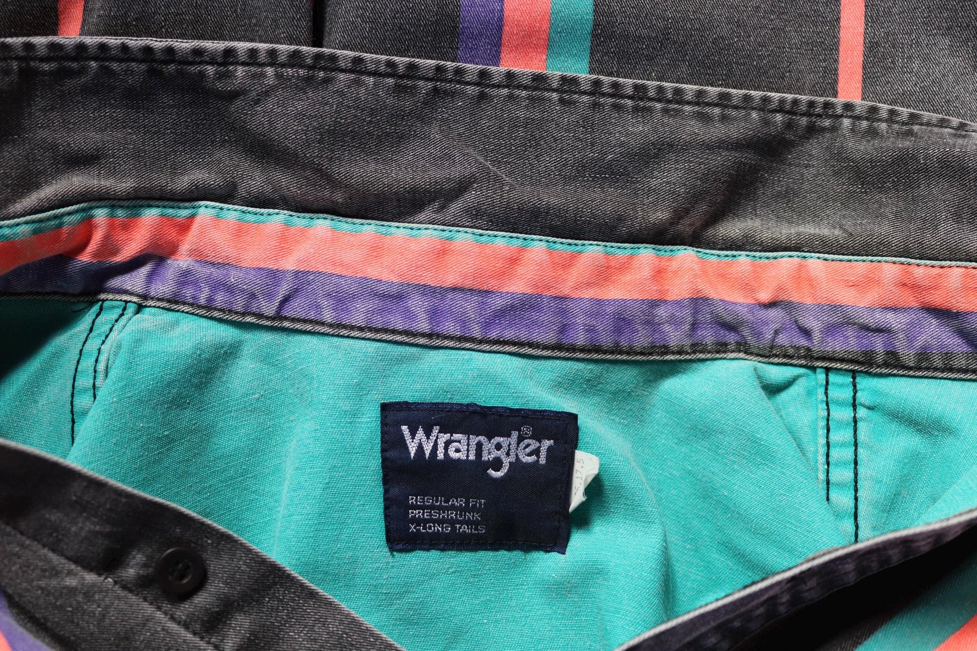 Vintage 1990s Wrangler Brushpopper shirt - faded black - Western - 52" chest