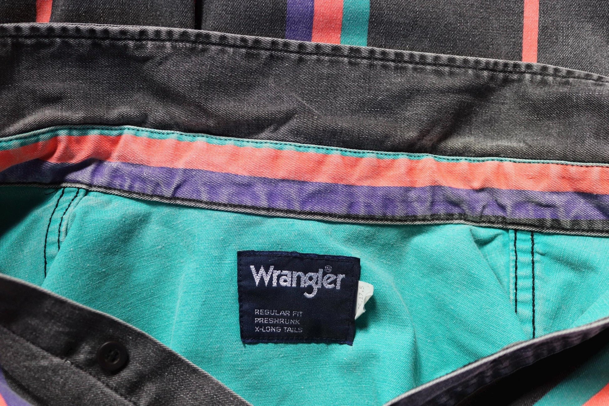 Vintage 1990s Wrangler Brushpopper shirt - faded black - Western - 52" chest