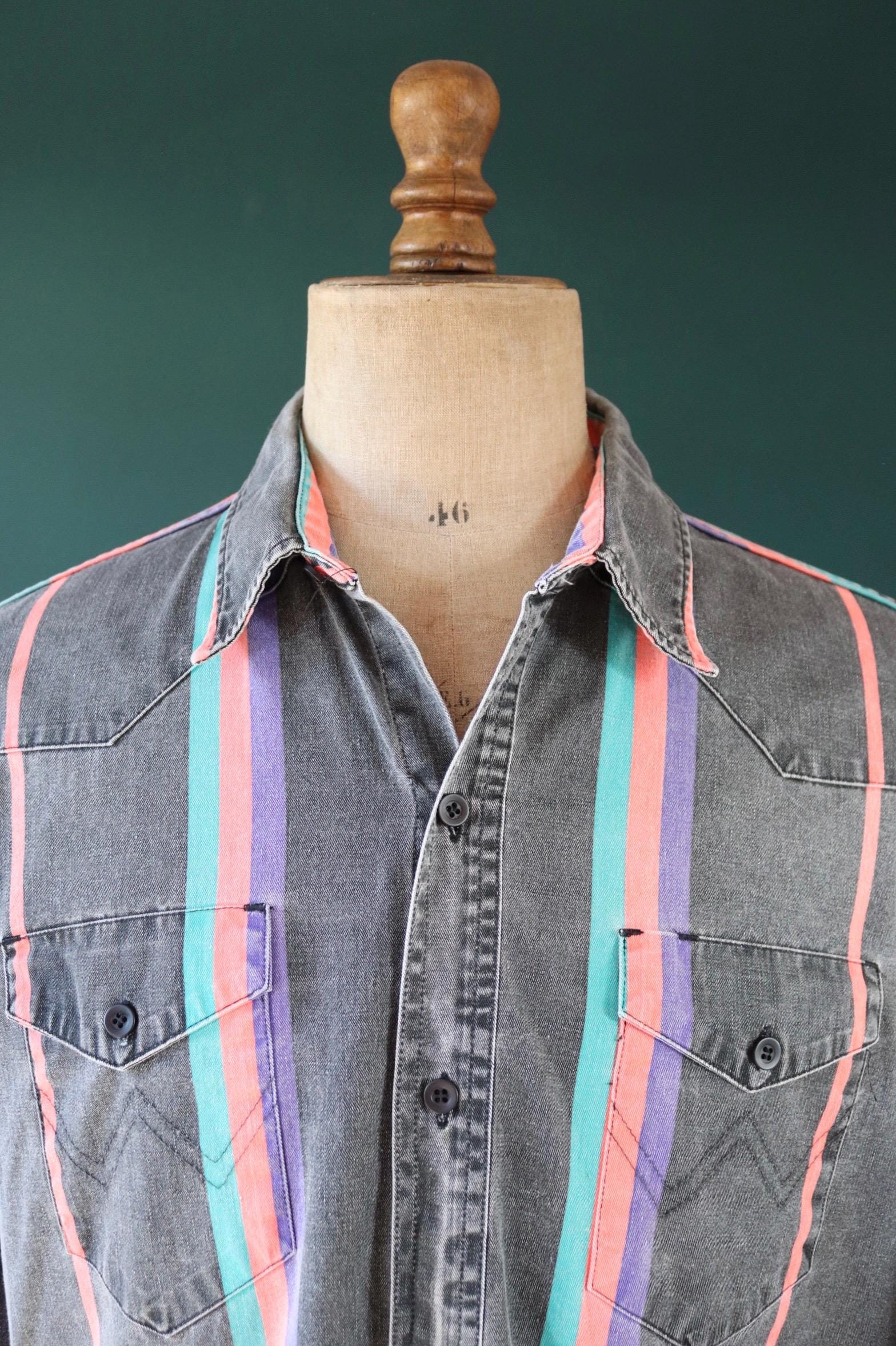 Vintage 1990s Wrangler Brushpopper shirt - faded black - Western - 52" chest