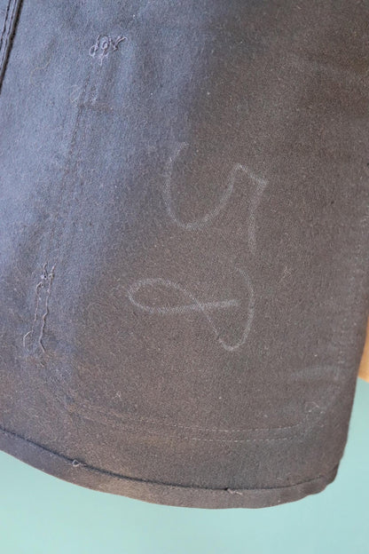 Vintage 1940s French black moleskin chore jacket - deadstock workwear - 52” chest