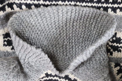 Vintage 1970s hand knitted Cowichan sweater - snowflake design - wool jumper - shawl collar - 40” chest