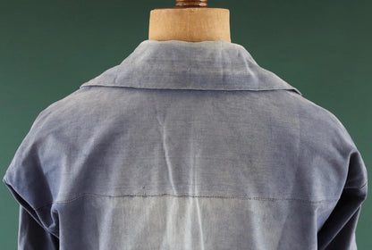 Vintage French workwear smock - 1930s chore shirt - sun faded indigo blue cotton - 46” chest