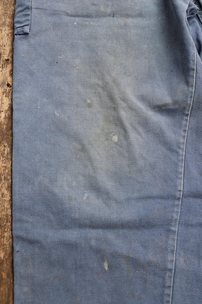 Vintage 1930s French workwear trousers - Le Mont St Michel chore pants - blue cotton twill - buckle back - 38” x 27”