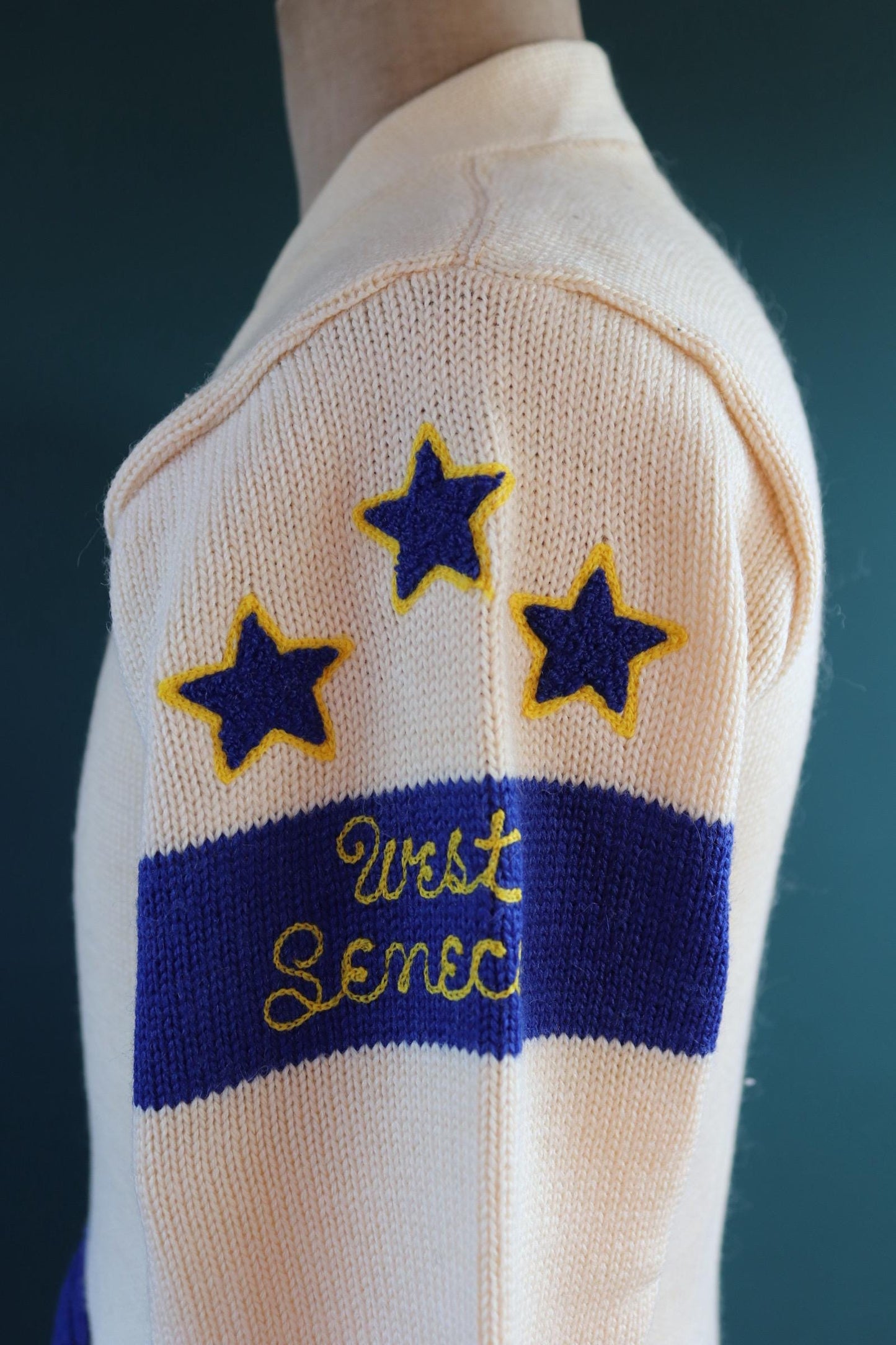 Vintage 1960s wool cardigan - varsity sweater - chenille patch - 38” chest