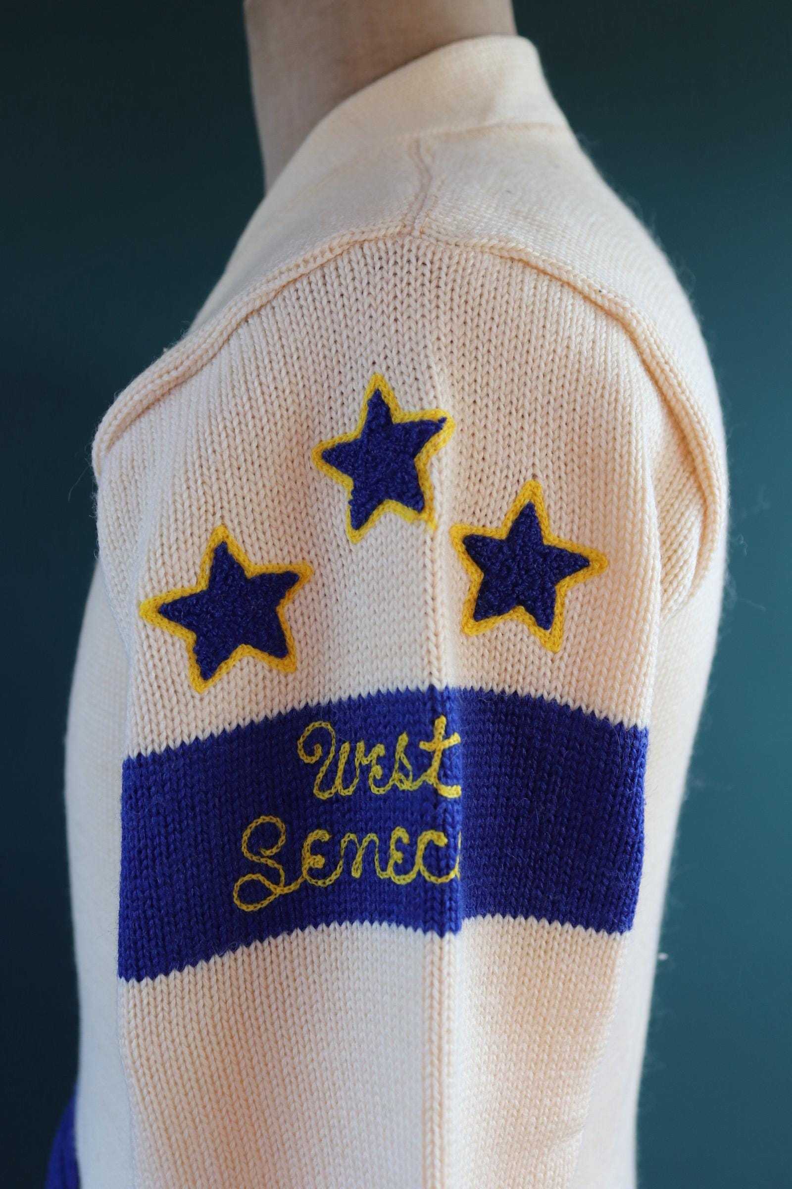 Vintage 1960s wool cardigan - varsity sweater - chenille patch - 38” chest