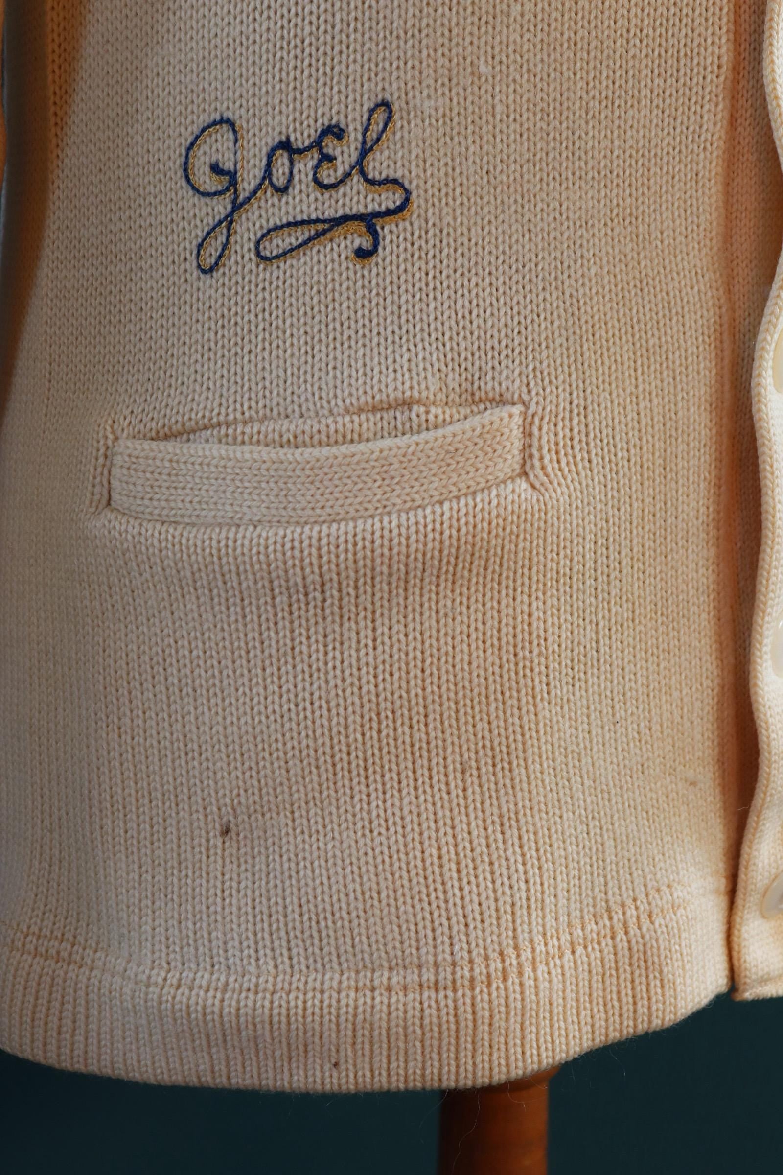 Vintage 1960s wool cardigan - varsity sweater - chenille patch - 38” chest