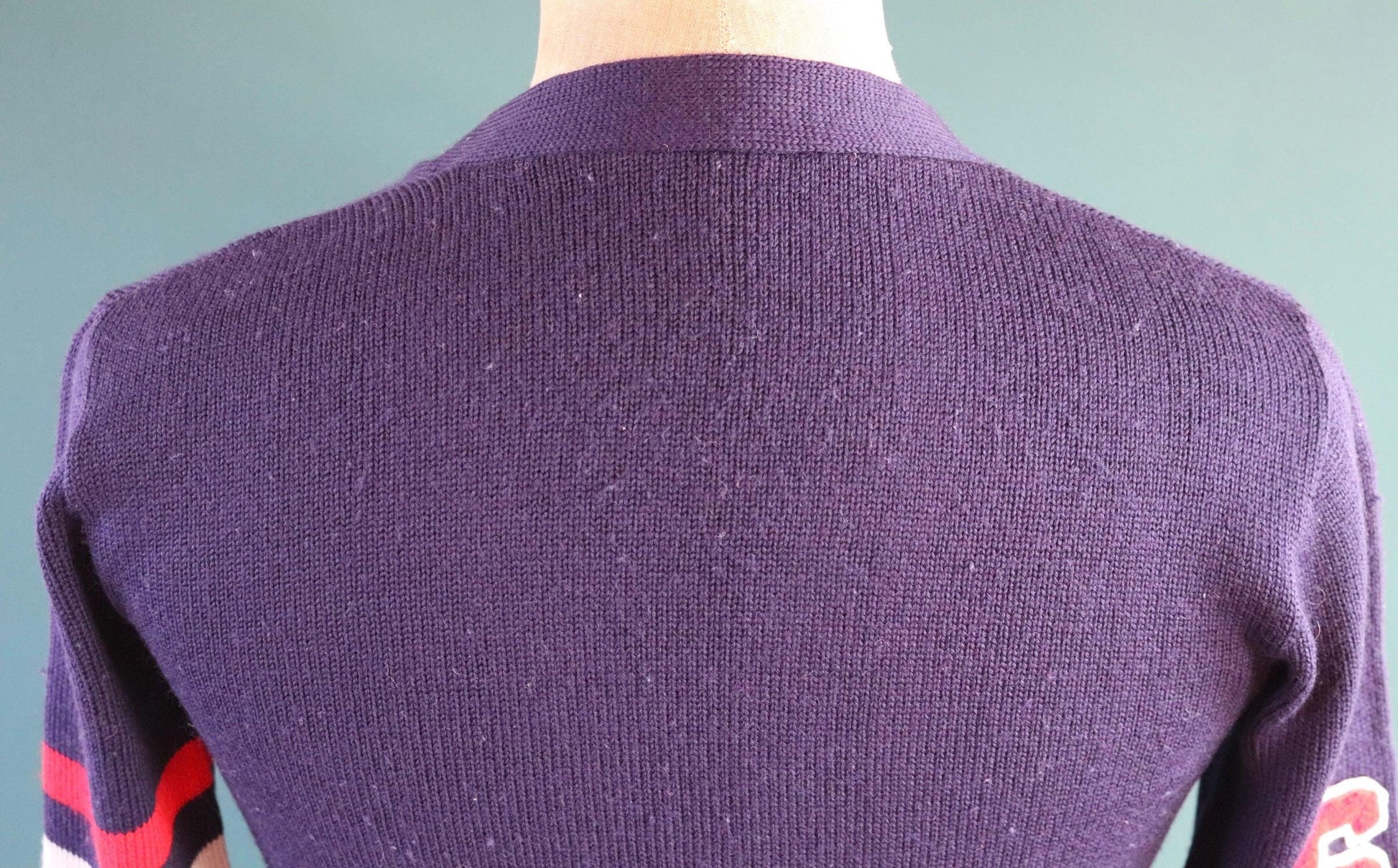 Vintage 1960s varsity sweater - chenille patch - knitted cardigan - 38” chest