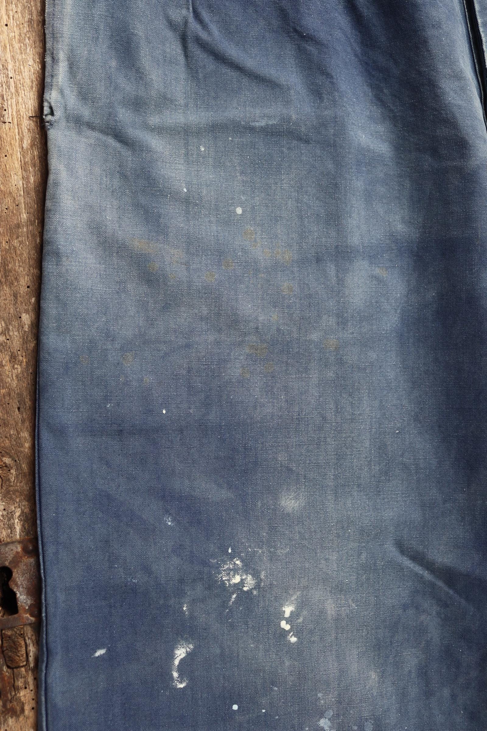 Vintage French workwear trousers - 1930s chore pants - sun faded blue cotton - 34” x 29”