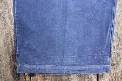 Vintage French workwear trousers - 1930s chore pants - sun faded blue cotton - 29” x 30”