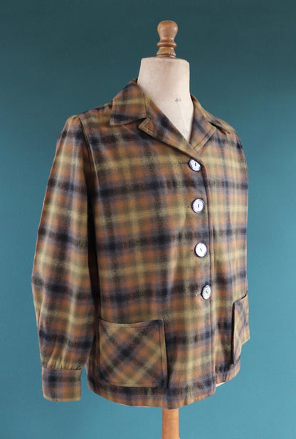 Vintage women’s Pendleton 49er jacket - autumn colours - 1950s plaid wool - 48" chest