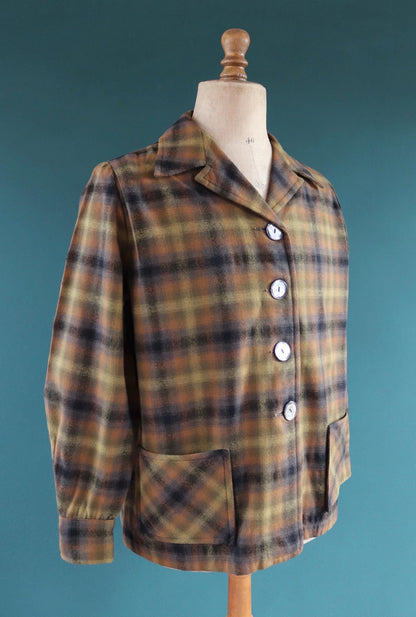 Vintage women’s Pendleton 49er jacket - autumn colours - 1950s plaid wool - 48" chest
