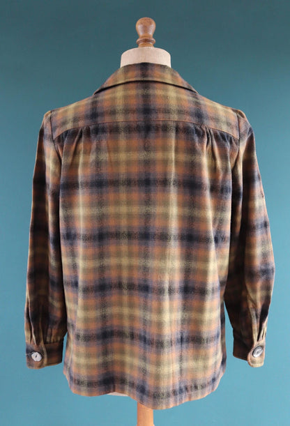Vintage women’s Pendleton 49er jacket - autumn colours - 1950s plaid wool - 48" chest
