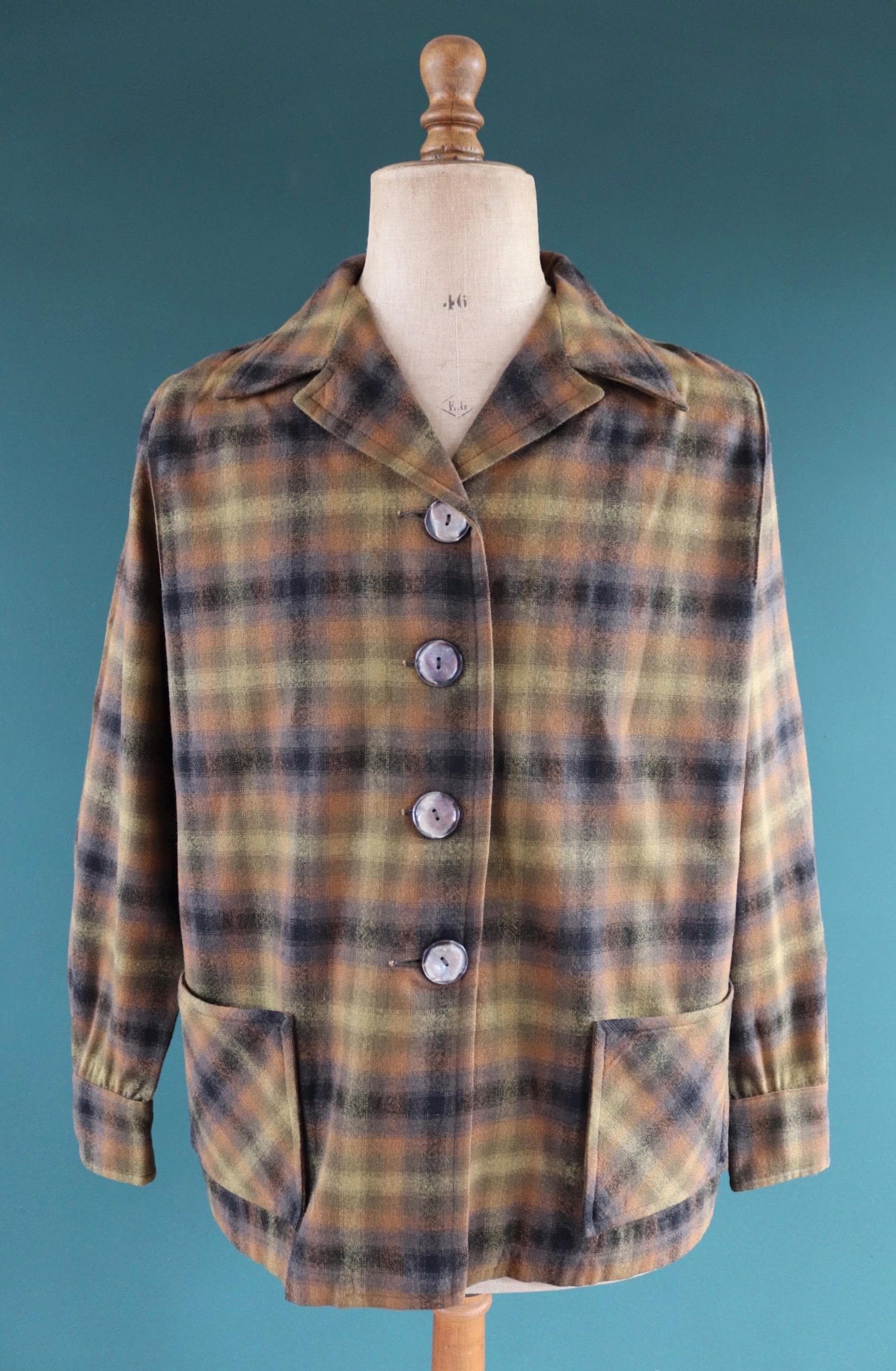 Vintage women’s Pendleton 49er jacket - autumn colours - 1950s plaid wool - 48" chest