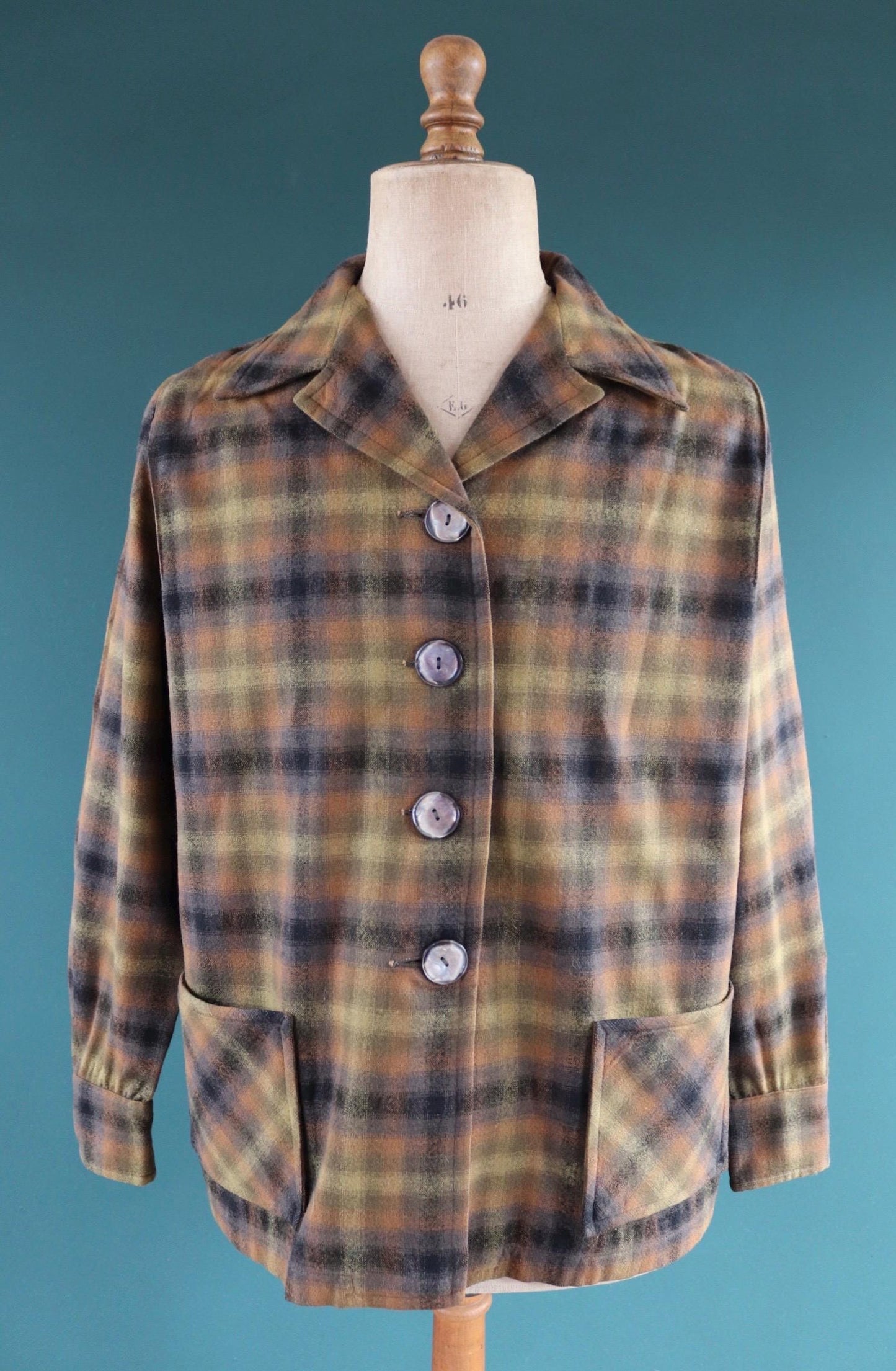 Vintage women’s Pendleton 49er jacket - autumn colours - 1950s plaid wool - 48" chest