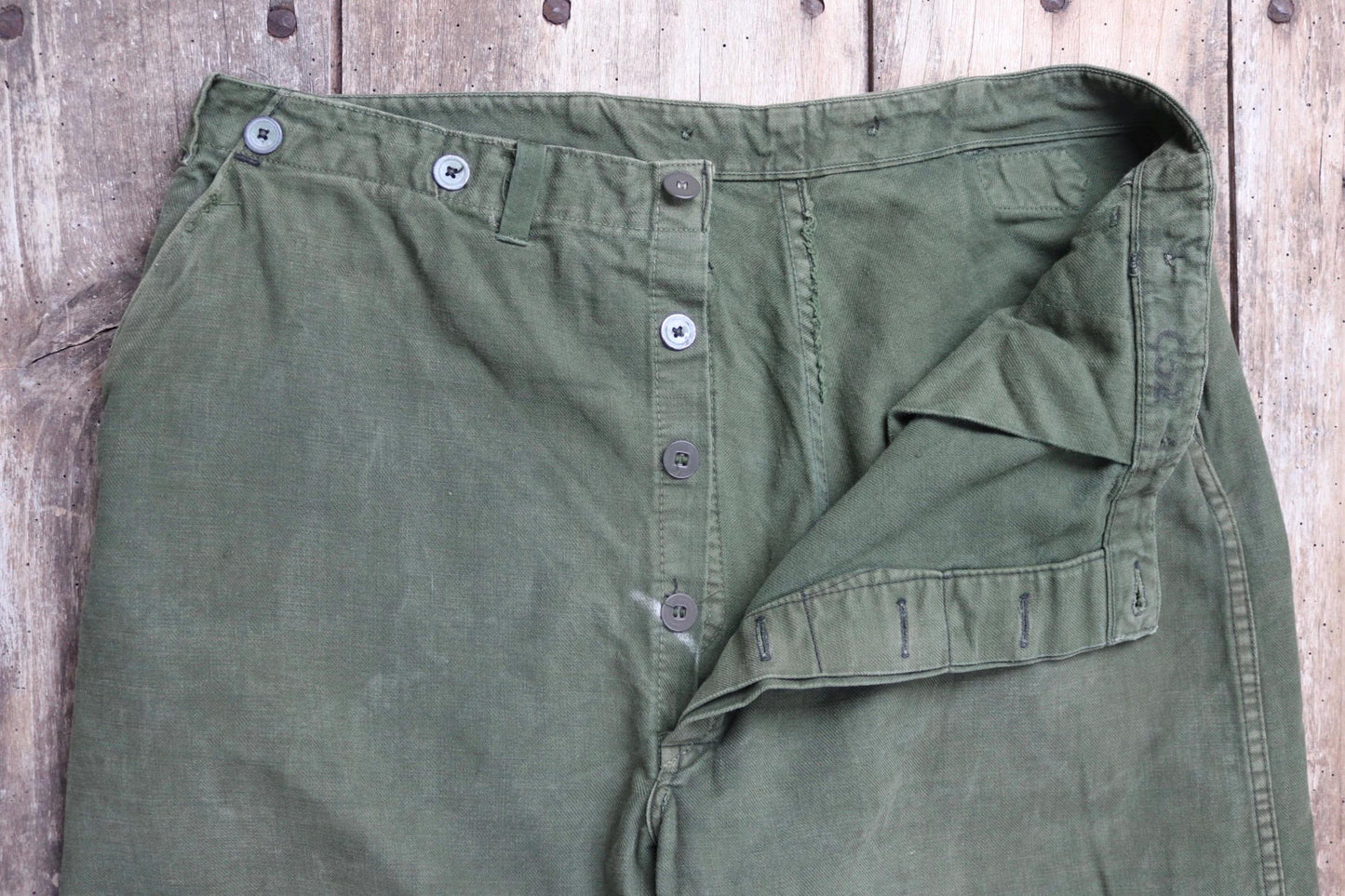 Vintage Swedish military workwear trousers - buckle back - utility pants - 36" x 31"