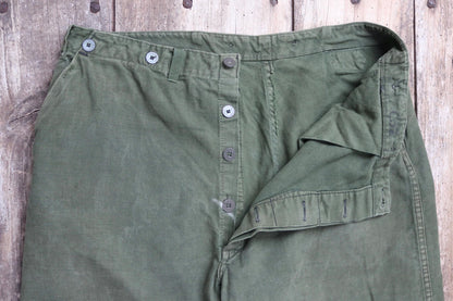Vintage Swedish military workwear trousers - buckle back - utility pants - 36" x 31"