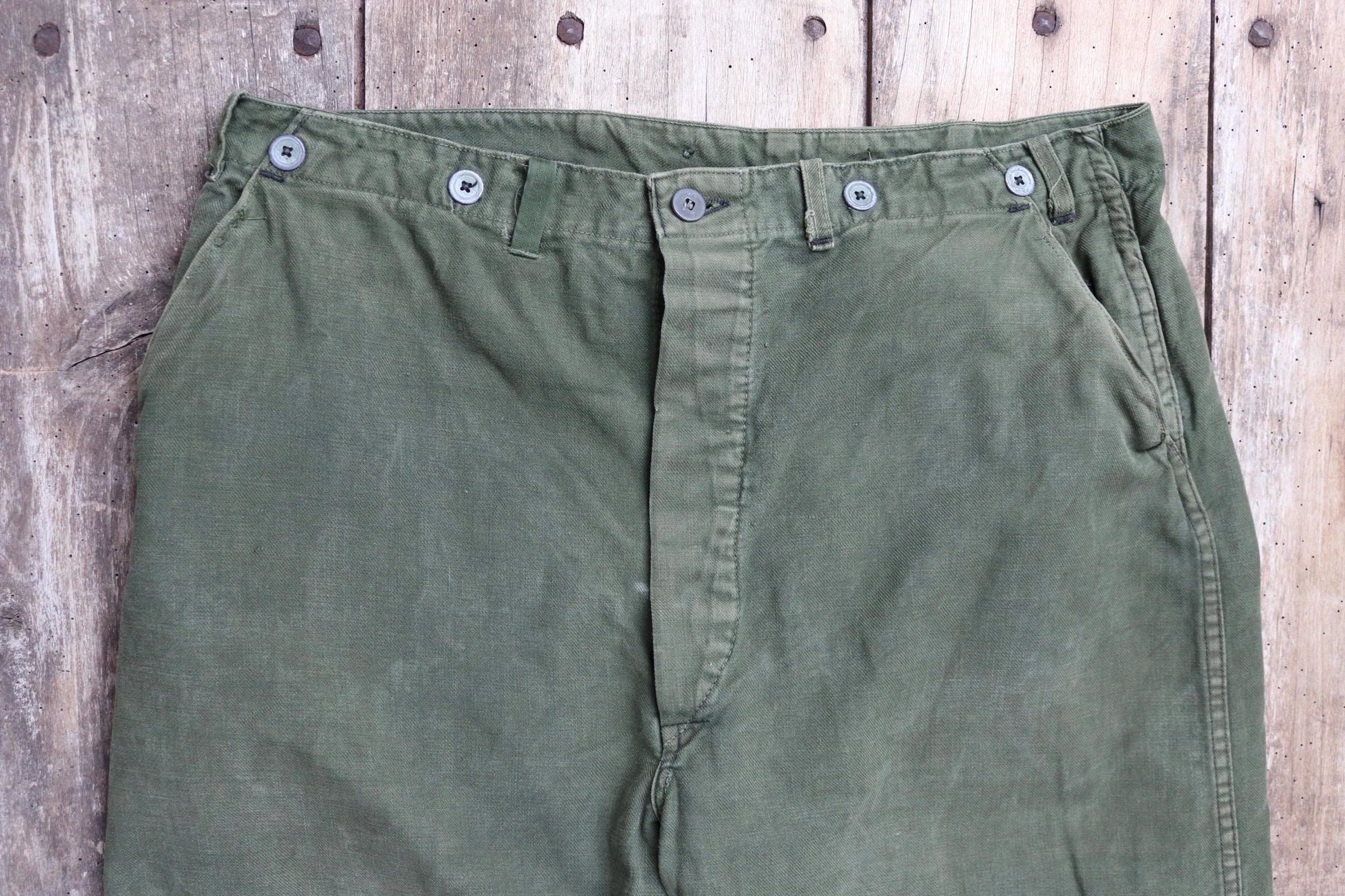 Vintage Swedish military workwear trousers - buckle back - utility pants - 36" x 31"