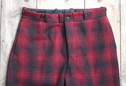 Vintage 1940s Duxbak wool pants - plaid hunting trousers - winter breeches - suspender buttons - 33" x 31"