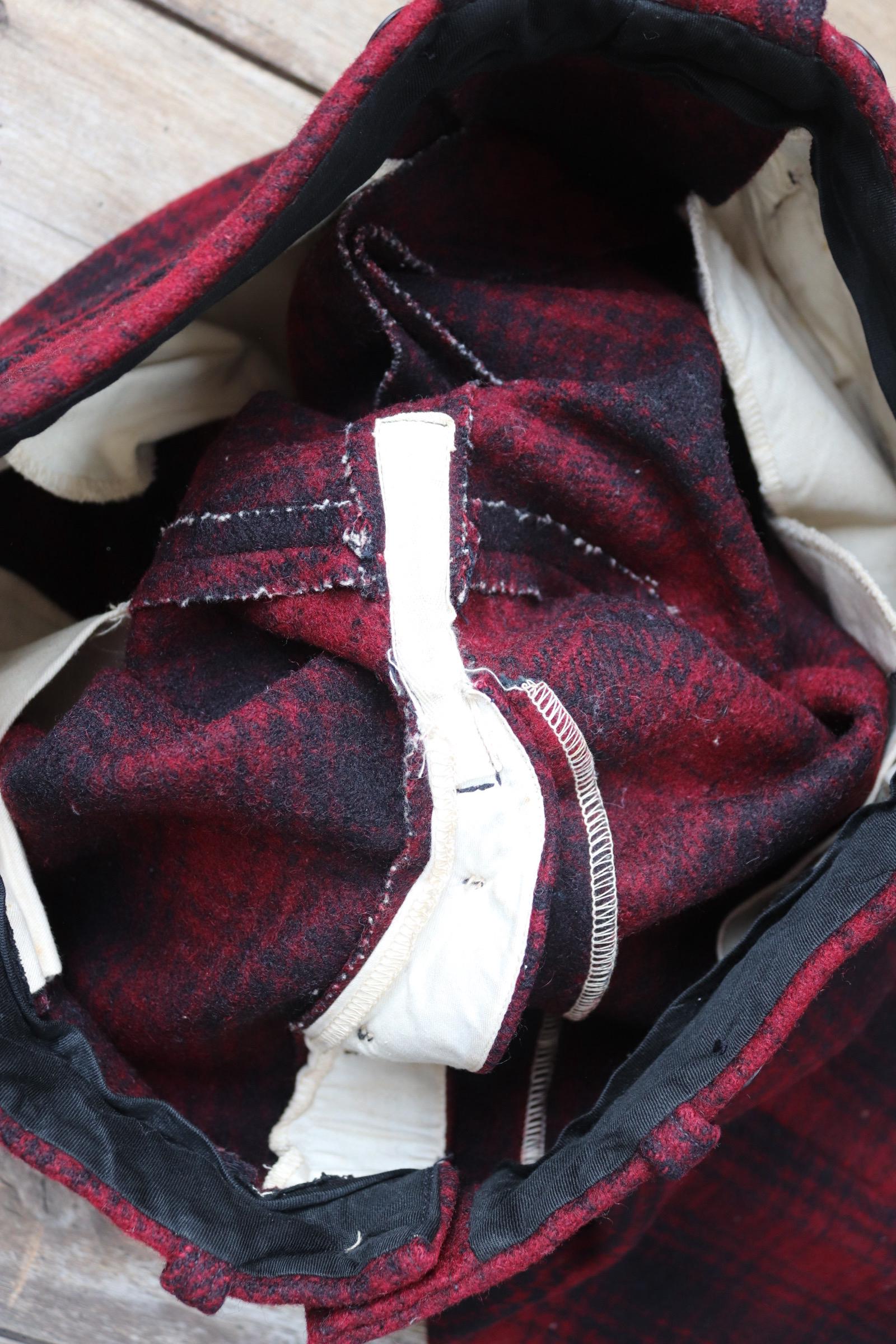 Vintage 1940s Duxbak wool pants - plaid hunting trousers - winter breeches - suspender buttons - 33" x 31"