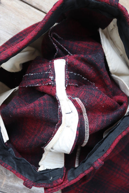 Vintage 1940s Duxbak wool pants - plaid hunting trousers - winter breeches - suspender buttons - 33" x 31"