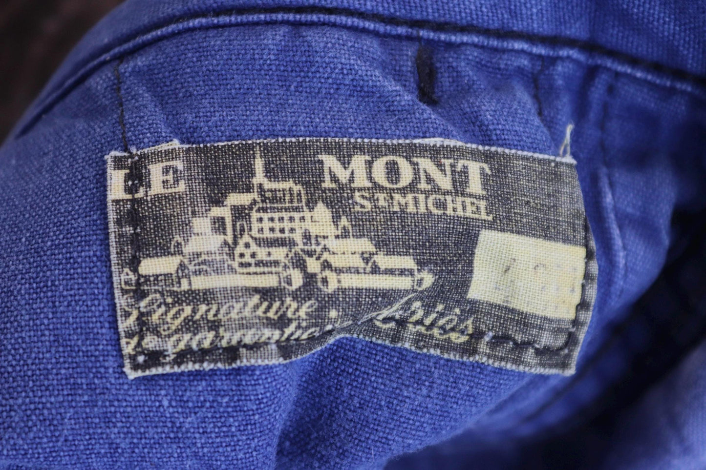 Vintage 1950s French workwear trousers - Le Mont St Michel chore pants - blue moleskin - darned and repaired - 31” x 28”