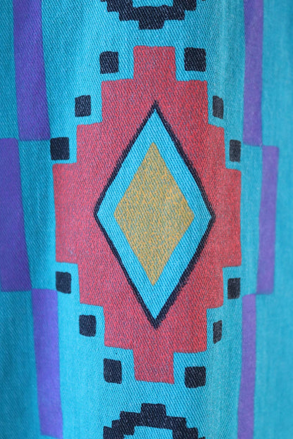 Vintage 1990s Wrangler Brushpopper shirt - Aztec print - Western - 49" chest