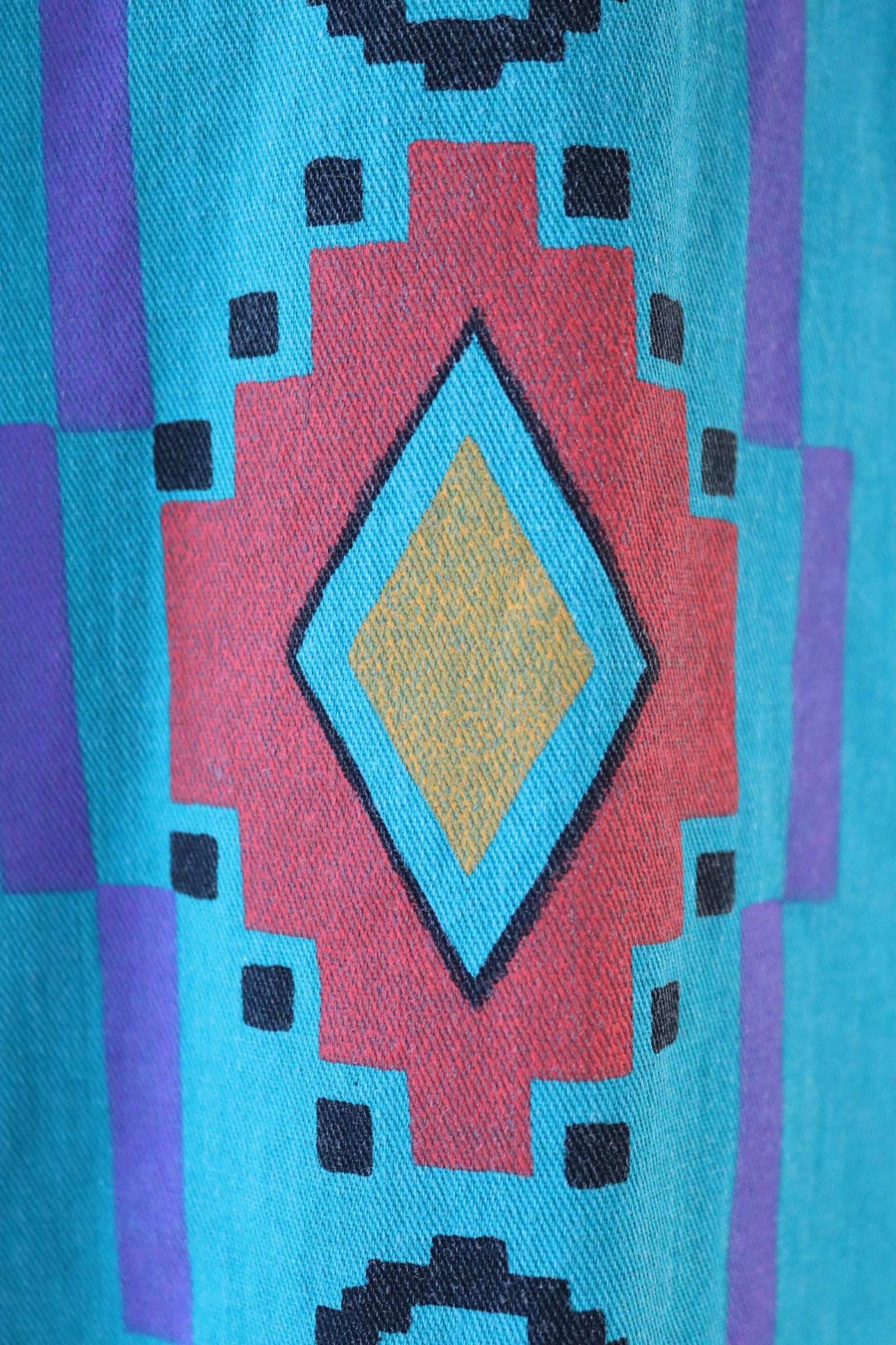 Vintage 1990s Wrangler Brushpopper shirt - Aztec print - Western - 49" chest