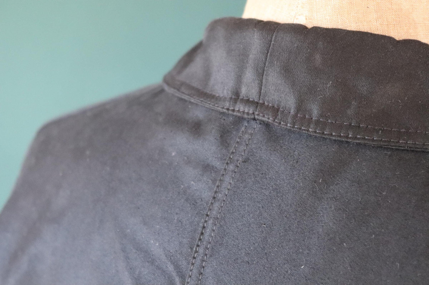 Vintage 1940s French black moleskin chore jacket - deadstock workwear - 52” chest