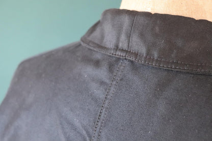 Vintage 1940s French black moleskin chore jacket - deadstock workwear - 52” chest