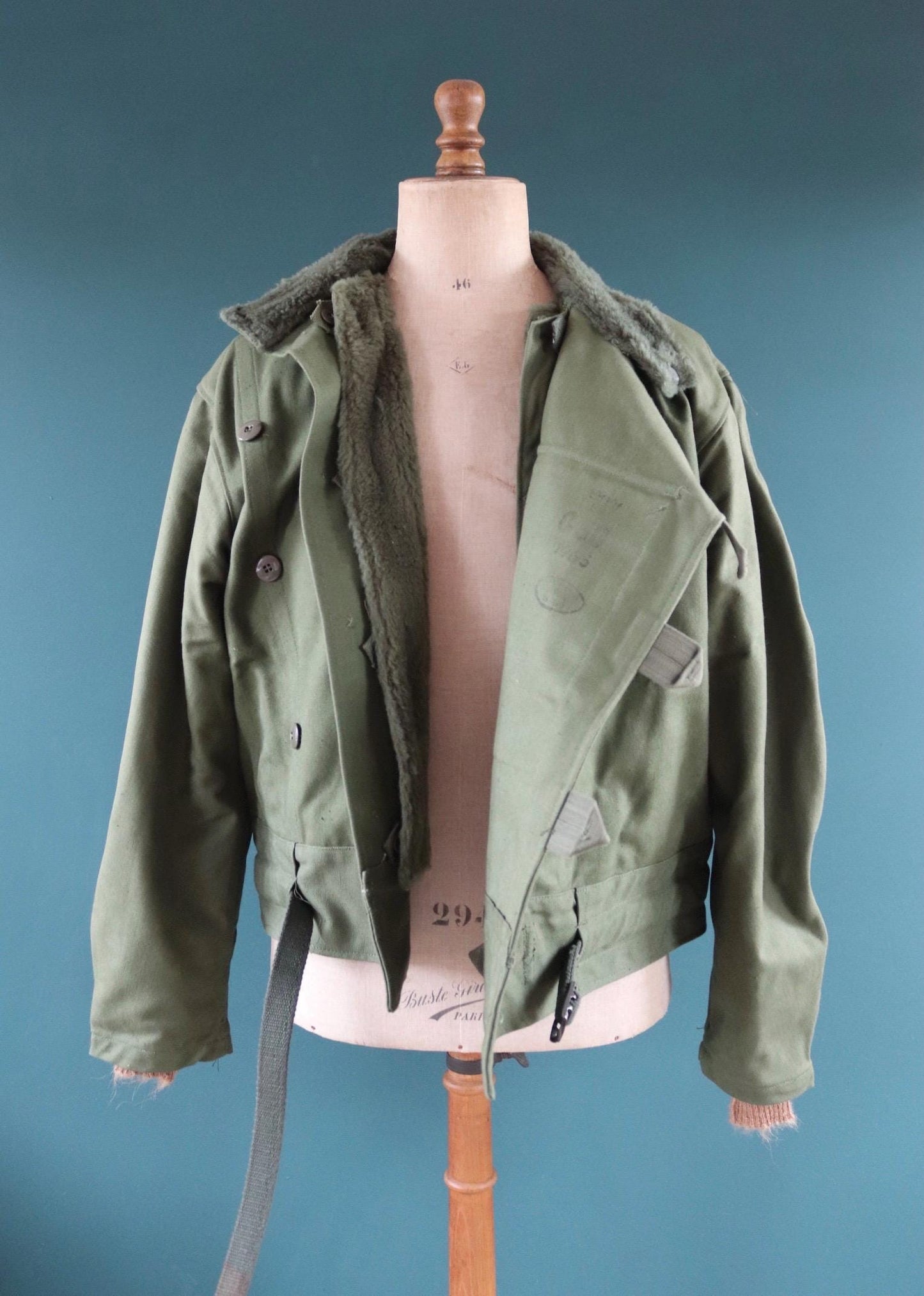 Vintage 1960s Swedish motorcycle jacket - green cotton canvas - military despatch rider - 48” chest - motorjacka