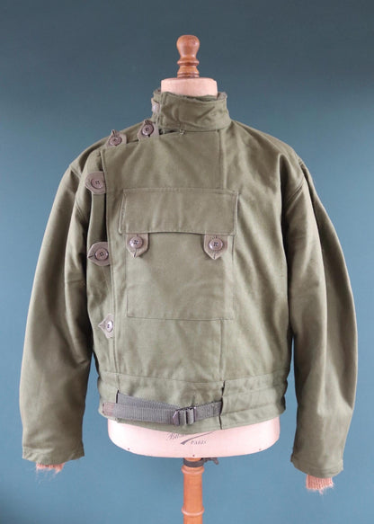 Vintage 1960s Swedish motorcycle jacket - green cotton canvas - military despatch rider - 48” chest - motorjacka