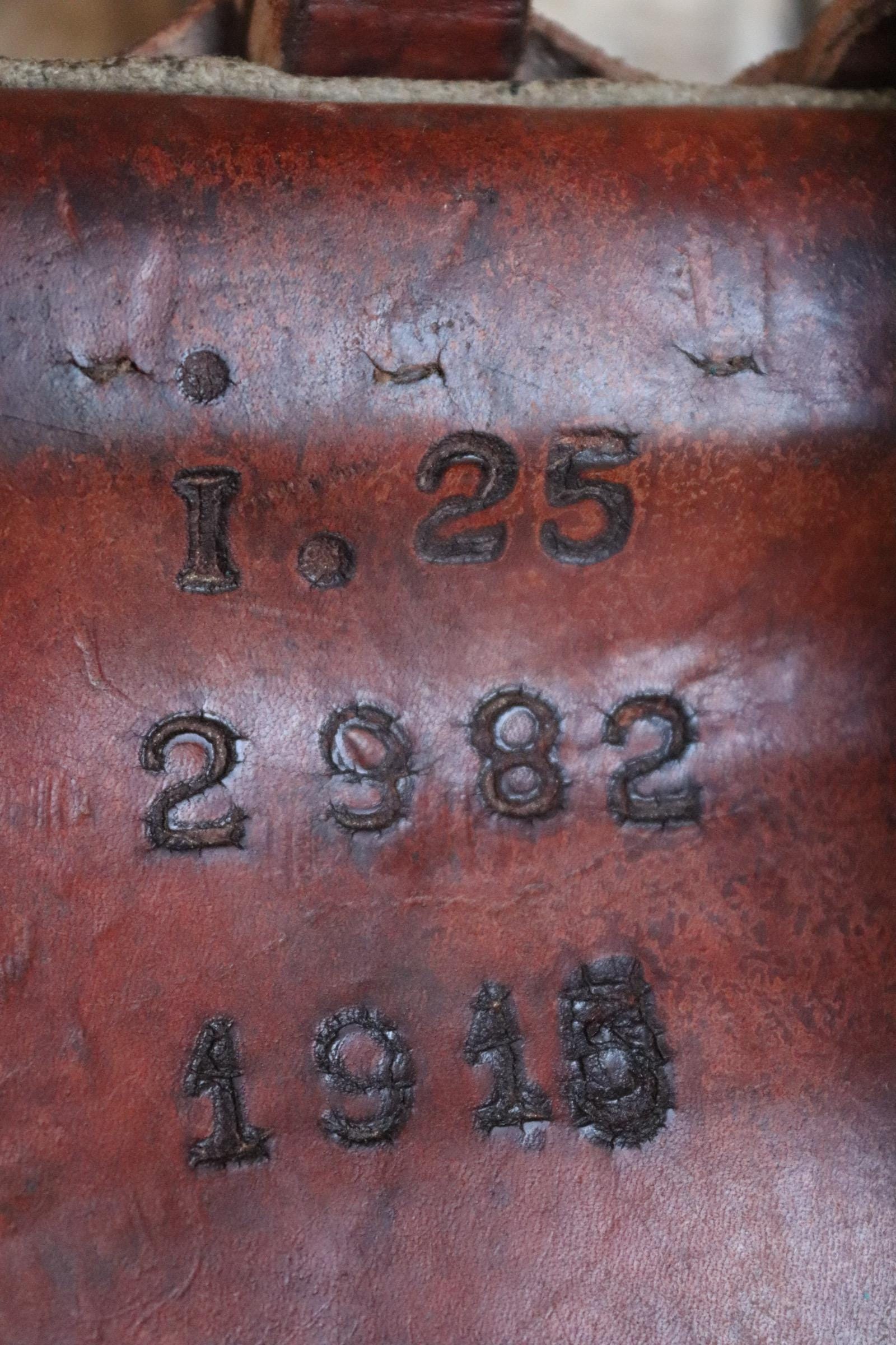 Antique WW1 Swedish military rucksack - linen and leather backpack - 1910s bag