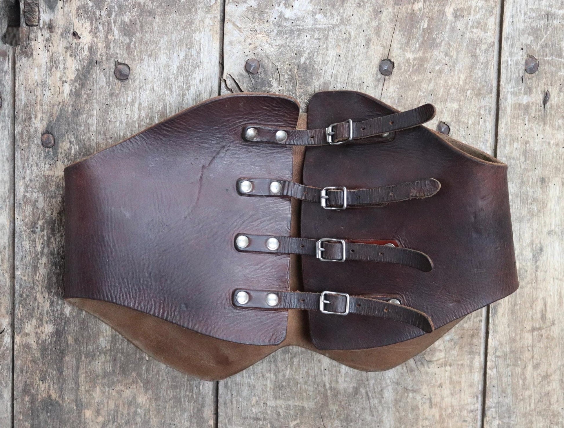 Vintage 1940s brown leather kidney belt - Swedish military dispatch rider - WW2 motorcycle - 31” 32” 34”