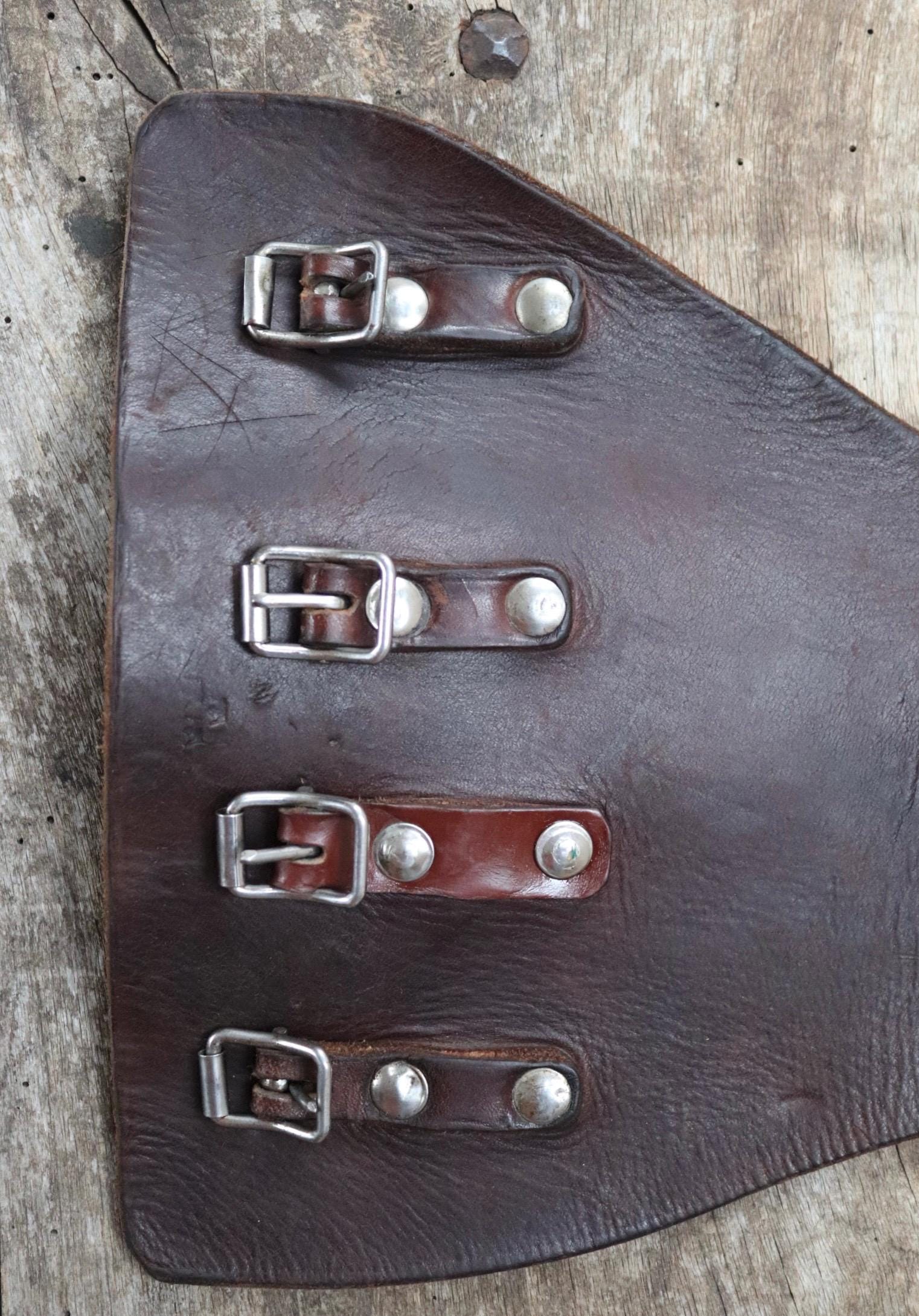 Vintage 1940s brown leather kidney belt - Swedish military dispatch rider - WW2 motorcycle - 31” 32” 34”