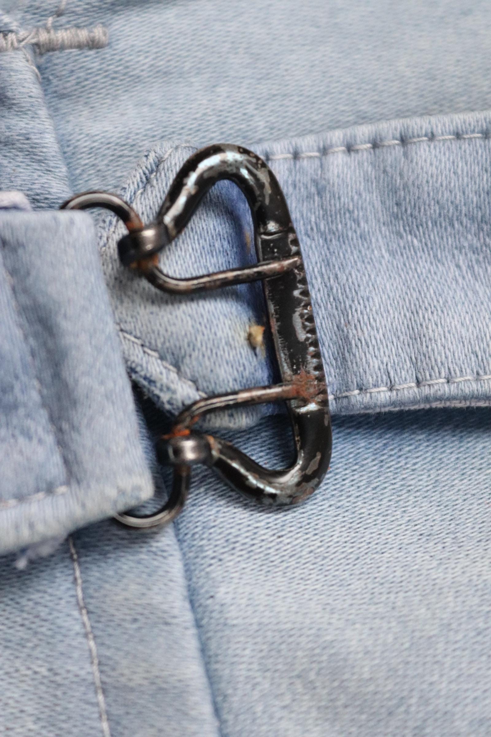 Vintage 1940s French workwear trousers - blue moleskin chore pants - buckle back - darned and repaired - 33” x 25”