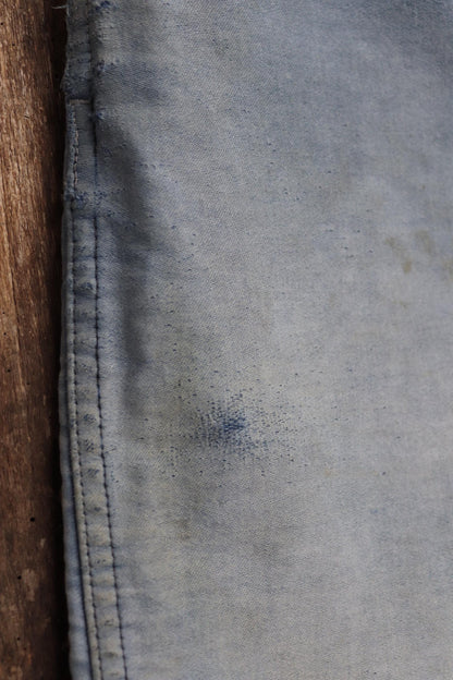 Vintage 1940s French workwear trousers - blue moleskin chore pants - buckle back - darned and repaired - 33” x 25”