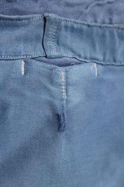 Vintage 1970s French workwear trousers - blue moleskin chore pants - darned and repaired - 32” x 28”