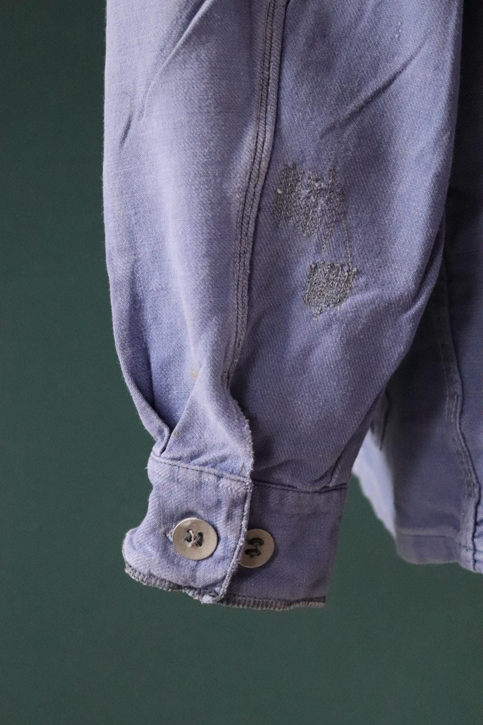 Vintage 1940s Swedish military workwear jacket - blue cotton twill - 1950s chore coat - 48” chest