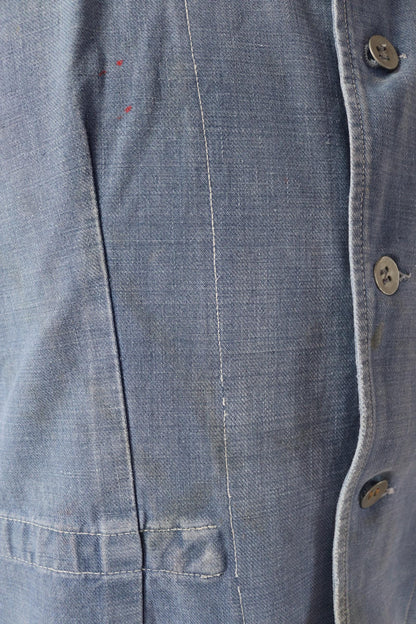 Vintage 1940s Swedish military workwear jacket - blue cotton twill - 1950s chore coat - 45” chest