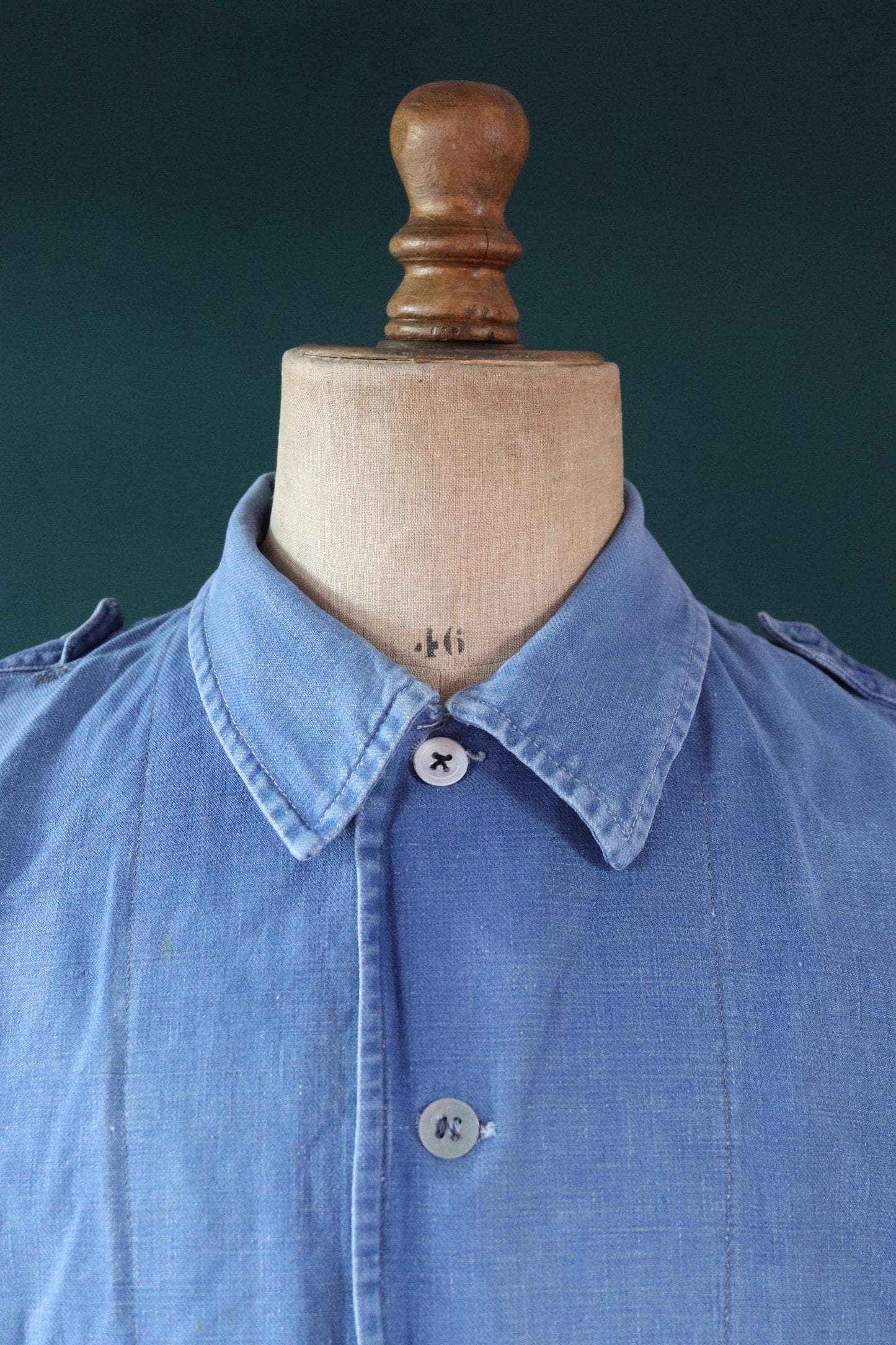 Vintage 1940s Swedish military workwear jacket - blue cotton twill - 1950s chore coat - 48” chest