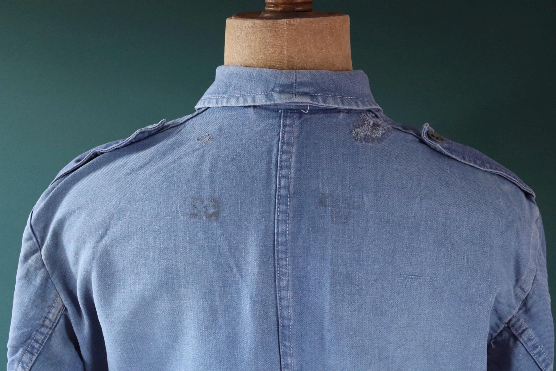 Vintage 1940s Swedish military workwear jacket - blue cotton twill - 1950s chore coat - 48” chest