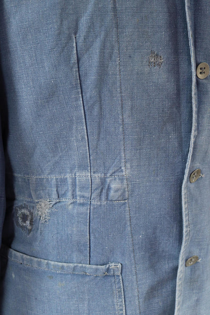 Vintage 1940s Swedish military workwear jacket - blue cotton twill - 1950s chore coat - 48” chest