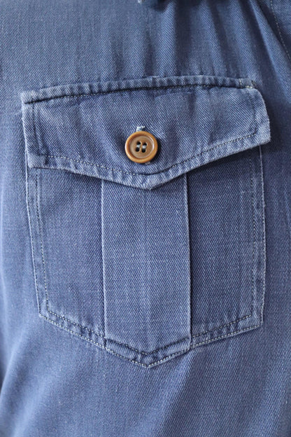 Vintage 1950s Swedish indigo cotton shirt - military workwear - 44” chest