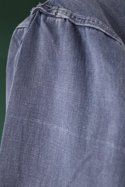 Vintage 1950s Swedish indigo cotton shirt - military workwear - 42” chest