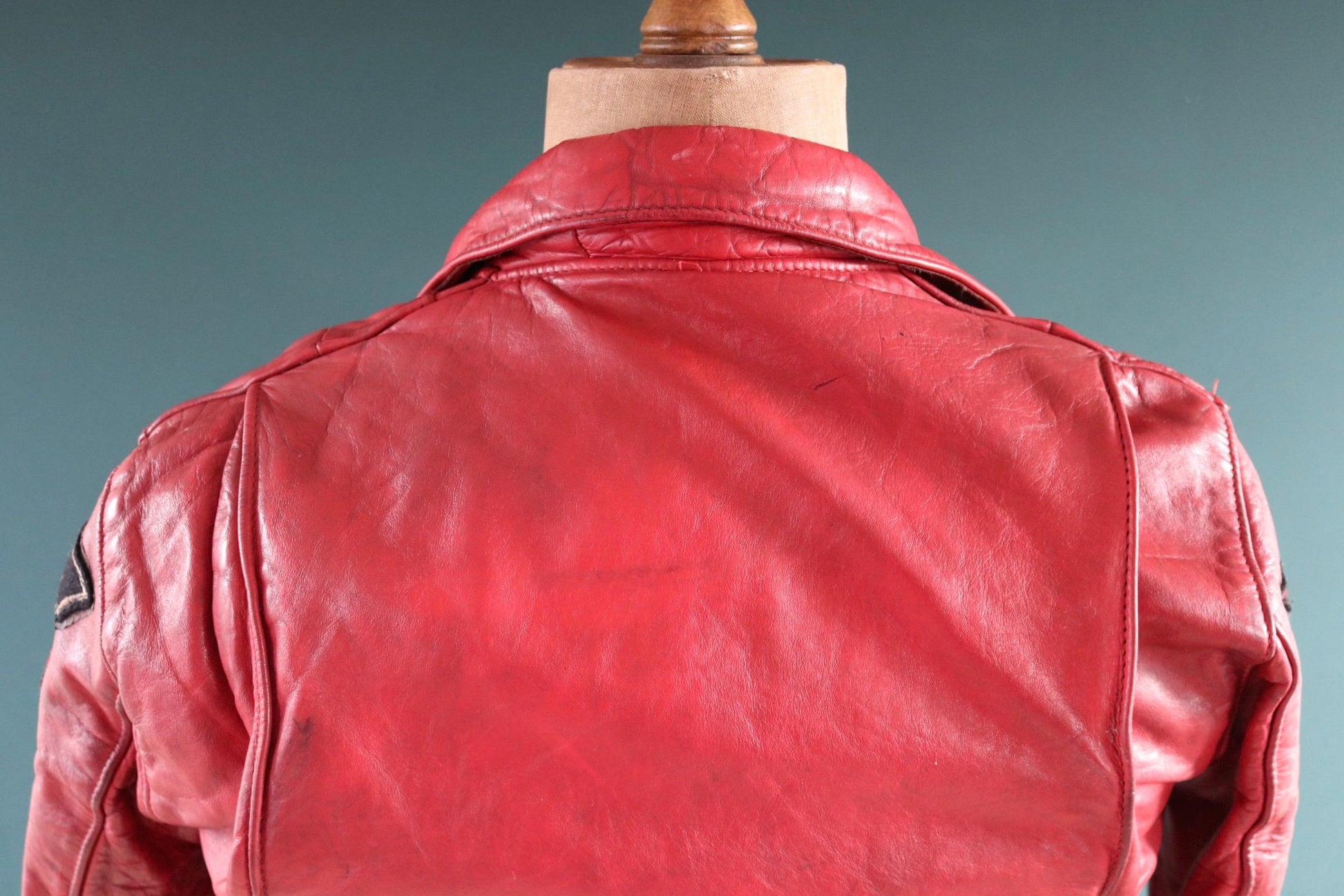 Vintage 1970s British red leather biker jacket - Highwayman - BSA motorcycle - 37” chest