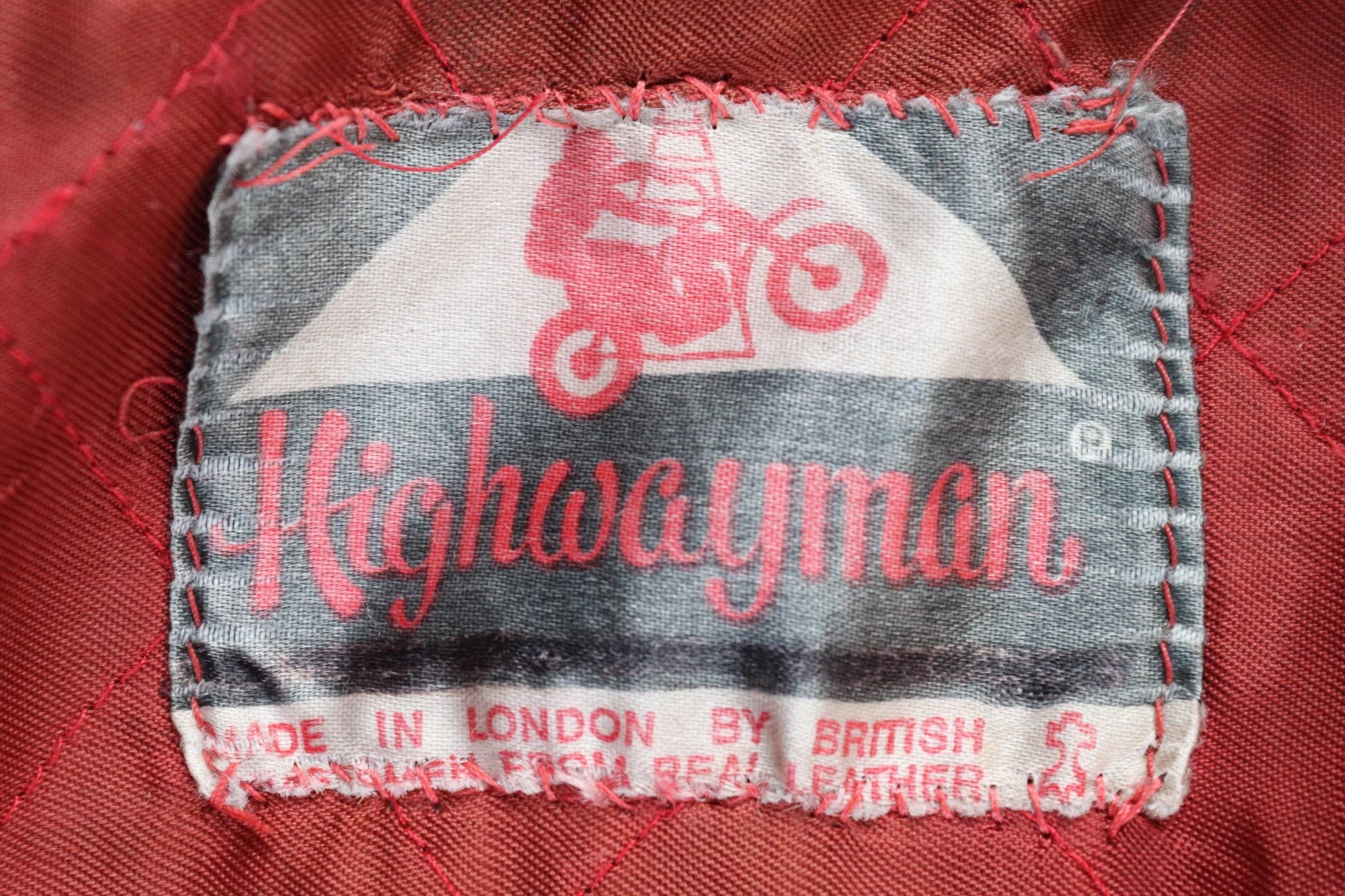 Vintage 1970s British red leather biker jacket - Highwayman - BSA motorcycle - 37” chest