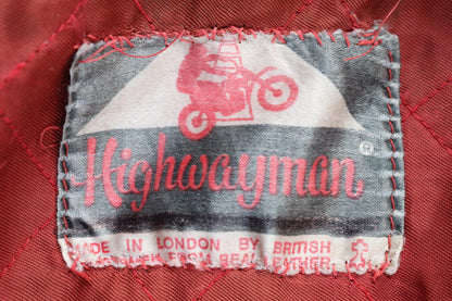Vintage 1970s British red leather biker jacket - Highwayman - BSA motorcycle - 37” chest