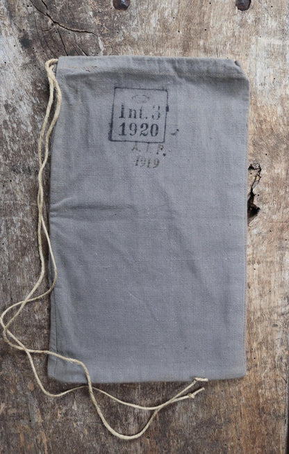 Antique cotton bag - 1920s Swedish military pouch - LARP - Ren Faire
